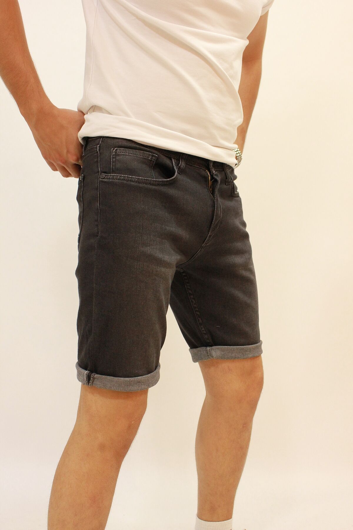 Caz 6702 Black Wash Likralı Erkek Bermuda Kot Şort