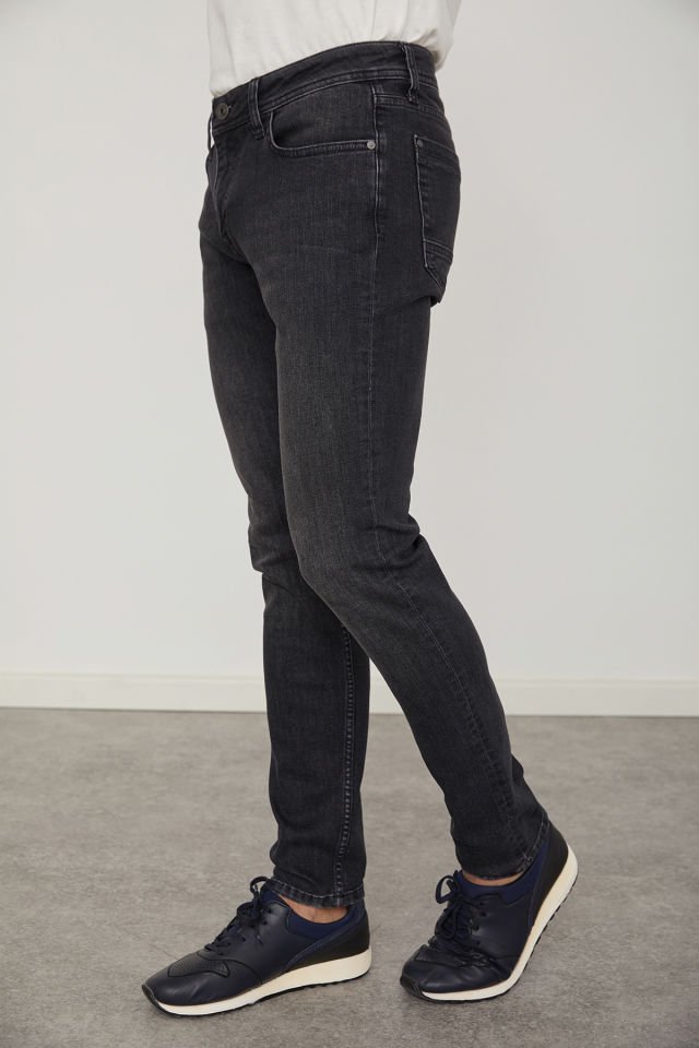 CAZ 0729 Harden Denim Black Core Wash Erkek Dar Paça Likralı Kot Pantolon Siyah