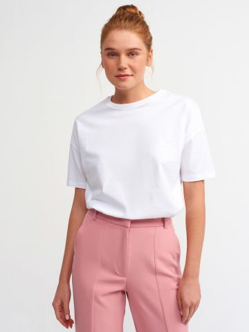 Dilvin 3683 Basic T-Shirt-Beyaz