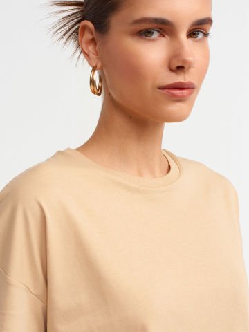 Dilvin 3683 Basic T-Shirt-Bej