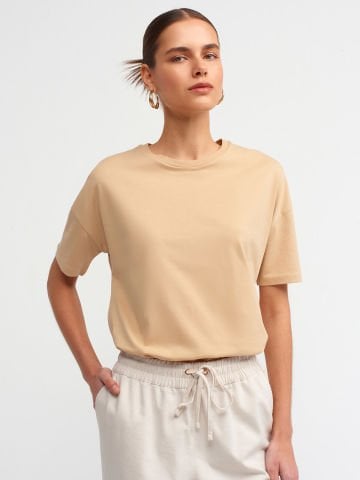 Dilvin 3683 Basic T-Shirt-Bej