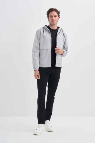 Cazador 1011 Kapşonlu İçi Polar Astarlı Unisex Yağmurluk Micro Mont Gri