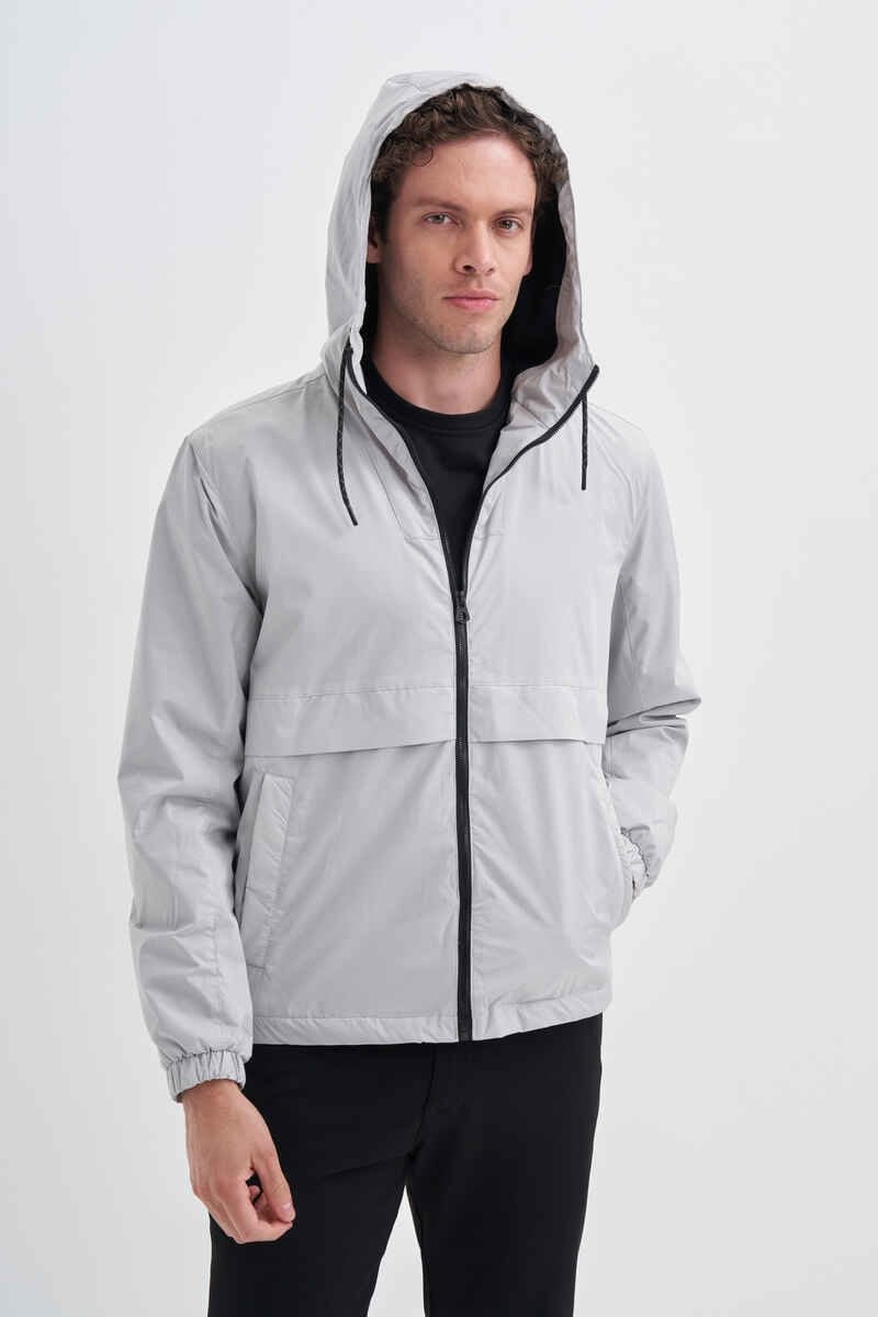 Cazador 1011 Kapşonlu İçi Polar Astarlı Unisex Yağmurluk Micro Mont Gri
