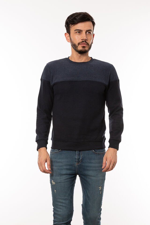 Caz 5018 Selanik Örgü Bİsiklet Yaka Erkek Sweat Laci Melange