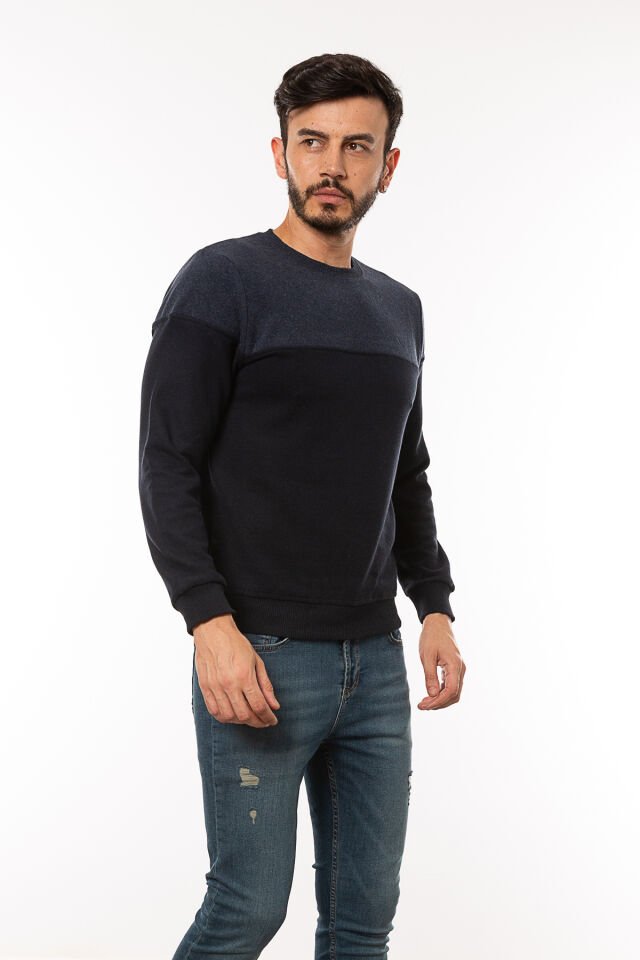Caz 5018 Selanik Örgü Bİsiklet Yaka Erkek Sweat Laci Melange