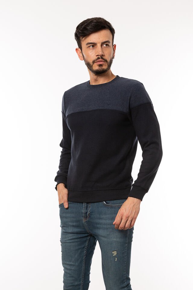Caz 5018 Selanik Örgü Bİsiklet Yaka Erkek Sweat Laci Melange