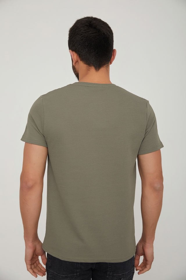 CAZ 4140 Kendinden Dokulu Bisiklet Yaka Erkek Tshirt
