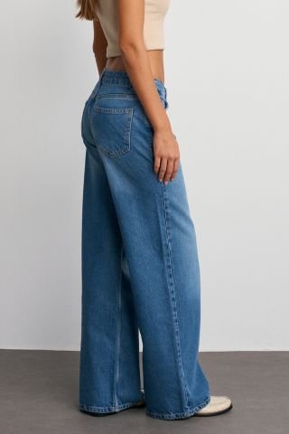 Asia 9383-25 Light Blue Bol Kesim Bol Paça Kadın Jean Kot Pantolon Mavi