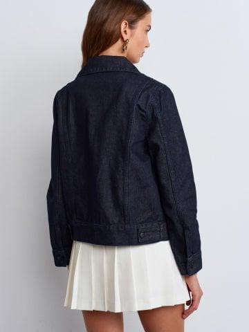 Dilvin 65361 Rins Yıkama Cebi Körüklü Denim Mont-Lacivert