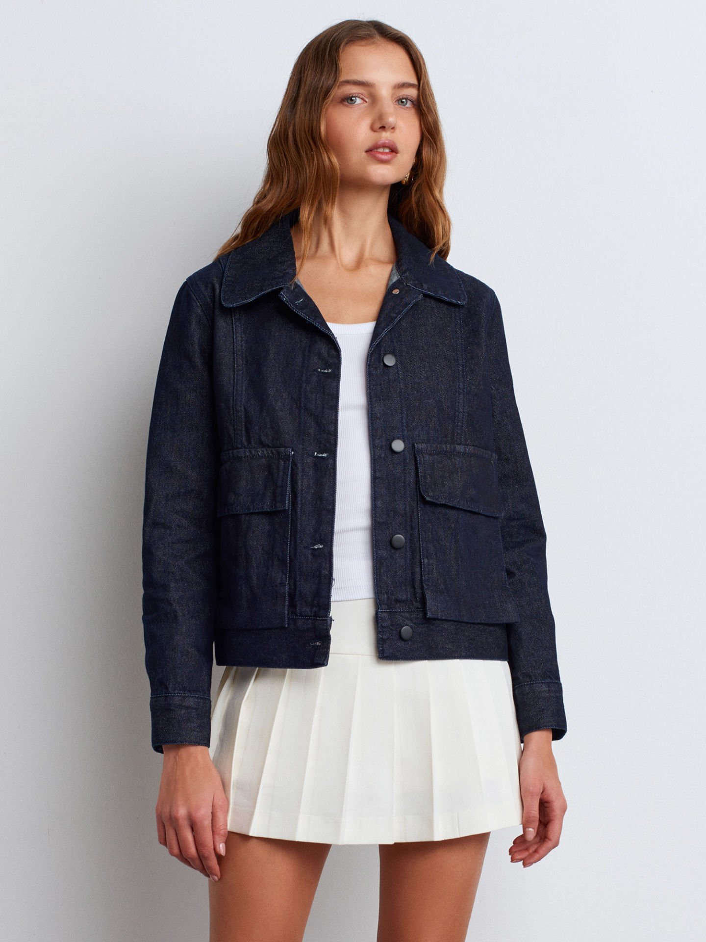 Dilvin 65361 Rins Yıkama Cebi Körüklü Denim Mont-Lacivert
