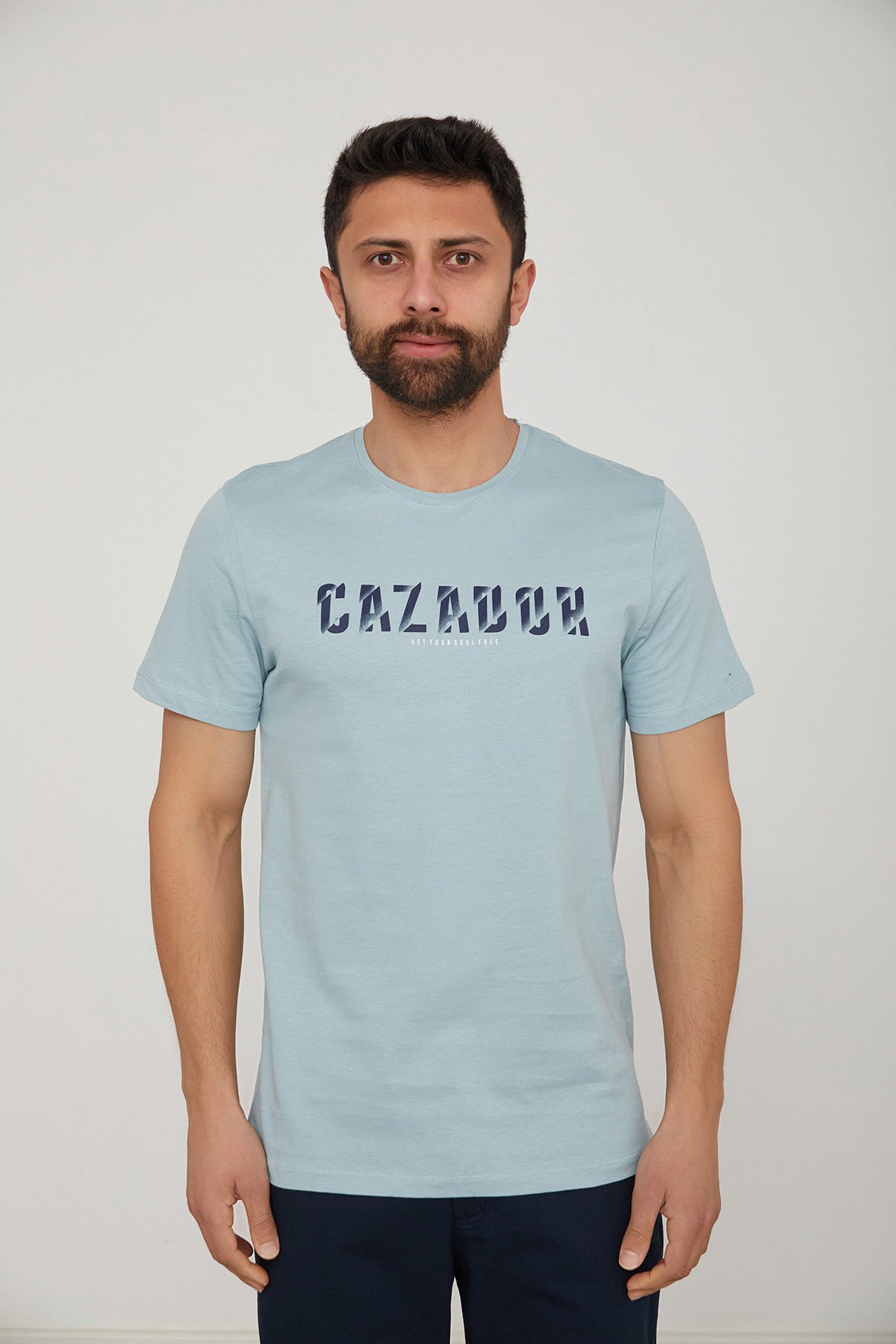 CAZ 4090 BİSİKLET YAKA BASKILI ERKEK T-SHIRT