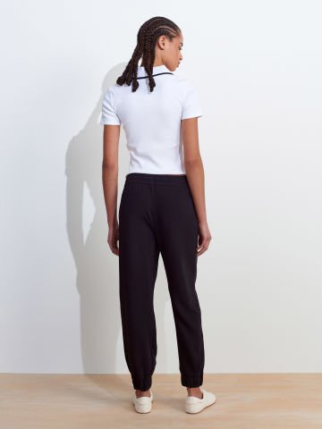 Dilvin 71608 Paça Lastikli Manşetli Jogger Pantolon-Siyah