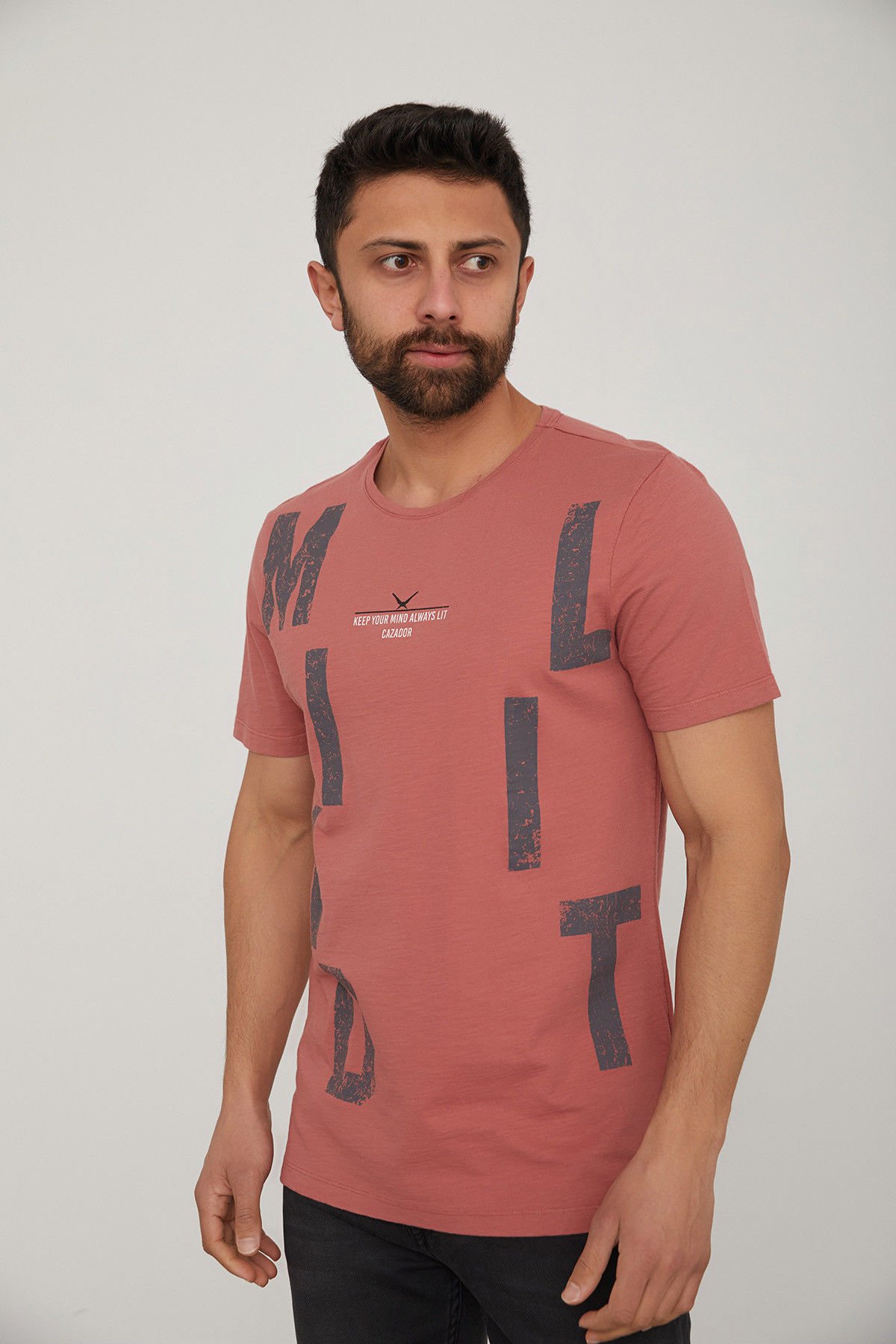 CAZ 4089 BİSİKLET YAKA BASKILI ERKEK T-SHIRT