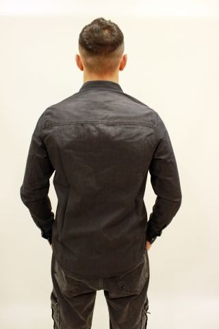 CAZADOR 2701 Black Stone Çift Cep Çıtçıtlı Denim Erkek Kot Gömlek Füme