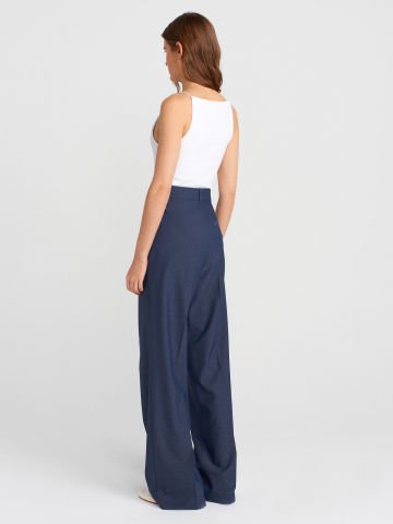 Dilvin 71636 Pensli Yüksek Bel Pantolon-Lacivert