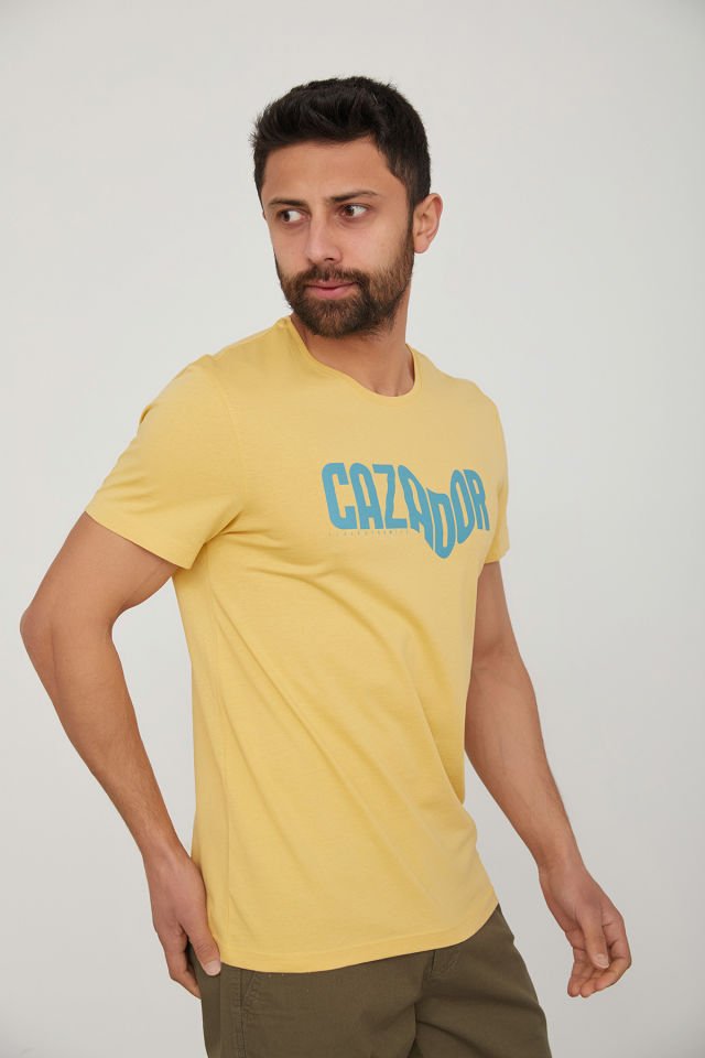 CAZ 4086 Erkek Baskılı Bisiklet Yaka T-Shirt