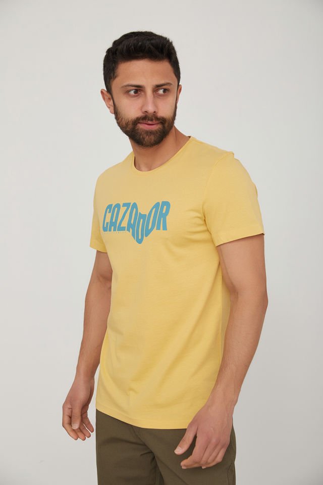 CAZ 4086 Erkek Baskılı Bisiklet Yaka T-Shirt