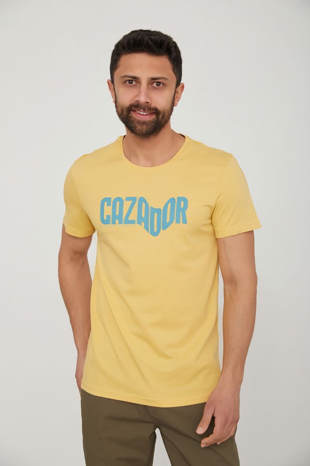 CAZ 4086 Erkek Baskılı Bisiklet Yaka T-Shirt