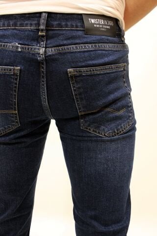 Milano 717-02 Dark Blue Rahat Kesim Erkek Likralı Kot Pantolon Mavi