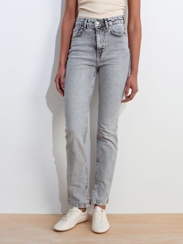 Dilvin 71793 Yanı Yırtmaçlı Comfort Likra Denim Pantolon-Gri