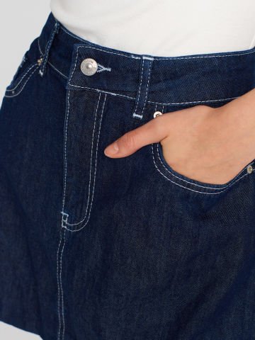 Dilvin 80574 Mini Balon Denim Etek-Lacivert