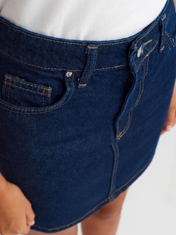 Dilvin 80570 Yıkamalı Denim Mini Etek-Lacivert