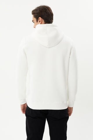 ESW 2770-Y Kapşonlu 3 İplik Şardonlu Erkek Sweat Ekru