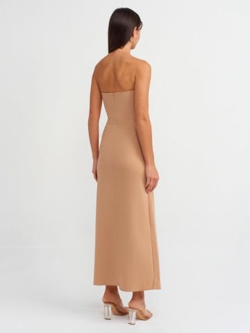 Dilvin 90758 Straplez Elbise-Bej