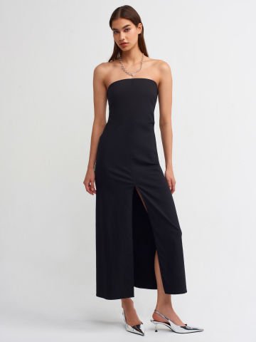 Dilvin 90758 Straplez Elbise-Siyah
