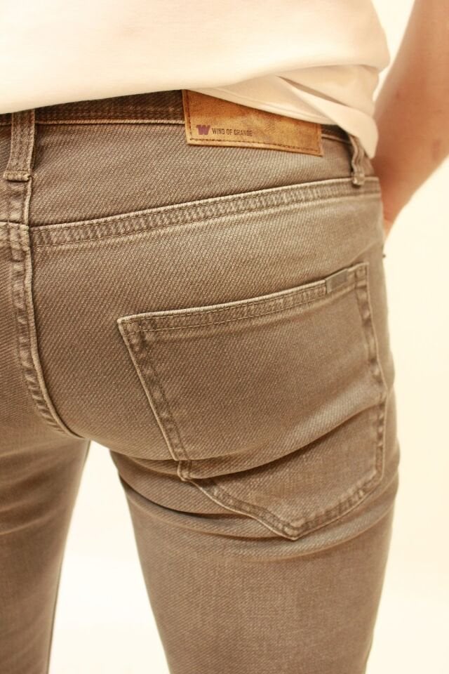 Panama 675-02 Brown Likralı Dar Kesim Dokulu Kumaş Erkek Kot Pantolon Kahve