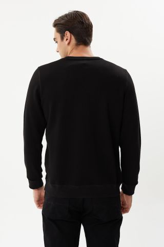 ESW 2905 Bisiklet Yaka Erkek Düz İnce Sweat Siyah