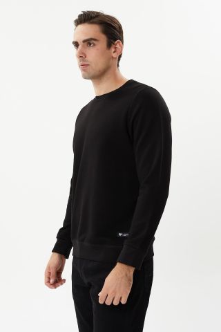 ESW 2905 Bisiklet Yaka Erkek Düz İnce Sweat Siyah
