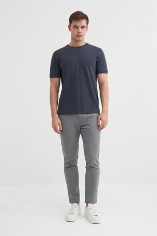 Cazador 4619 STN. V YAKA ERKEK DÜZ RENK LİKRALI T-SHIRT Antrasit
