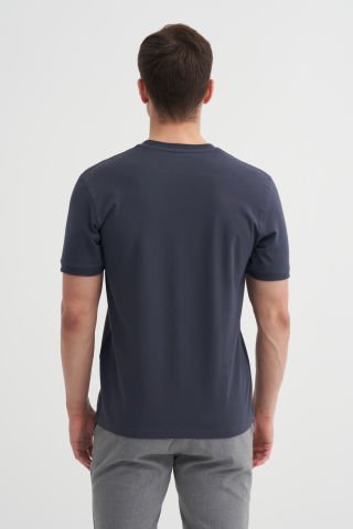 Cazador 4619 STN. V YAKA ERKEK DÜZ RENK LİKRALI T-SHIRT Antrasit