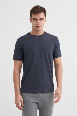 Cazador 4619 STN. V YAKA ERKEK DÜZ RENK LİKRALI T-SHIRT Antrasit