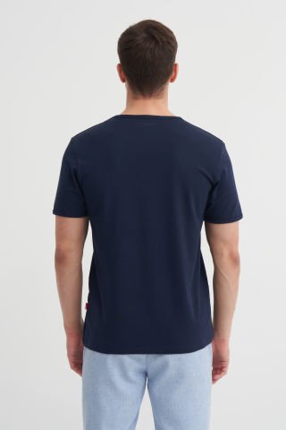 Cazador 4619 STN. V YAKA ERKEK DÜZ RENK LİKRALI T-SHIRT Lacivert