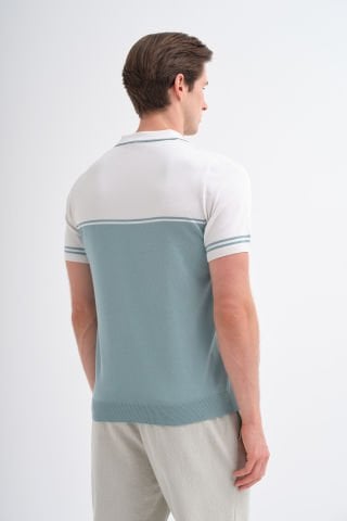 Cazador 3032 Polo Yaka Erkek Kısa Kol İnce Triko S.Blue