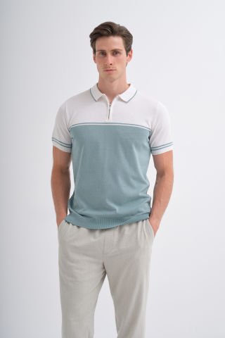 Cazador 3032 Polo Yaka Erkek Kısa Kol İnce Triko S.Blue