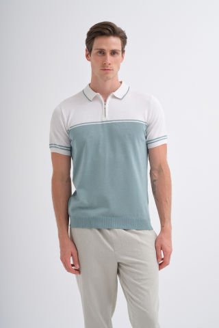 Cazador 3032 Polo Yaka Erkek Kısa Kol İnce Triko S.Blue