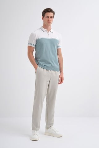 Cazador 3032 Polo Yaka Erkek Kısa Kol İnce Triko S.Blue