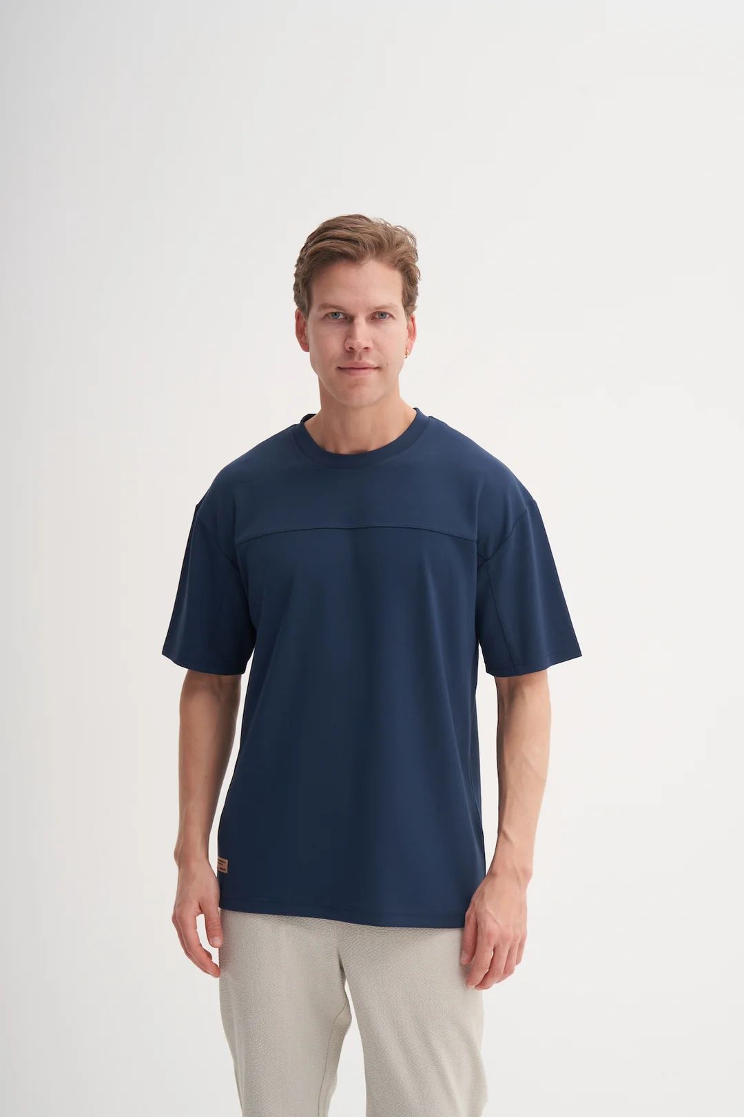 CAZ 4007 Relax Fit Bisiklet Yaka Erkek  T-Shirt Lacivert