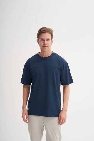 CAZ 4007 Relax Fit Bisiklet Yaka Erkek  T-Shirt Lacivert