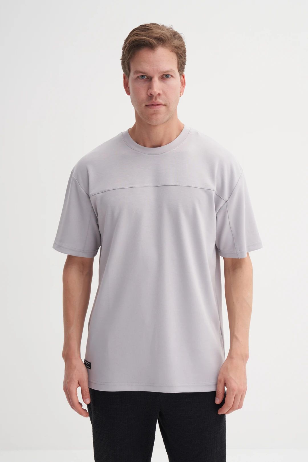 CAZ 4007 Relax Fit Bisiklet Yaka Erkek  T-Shirt A.Gri