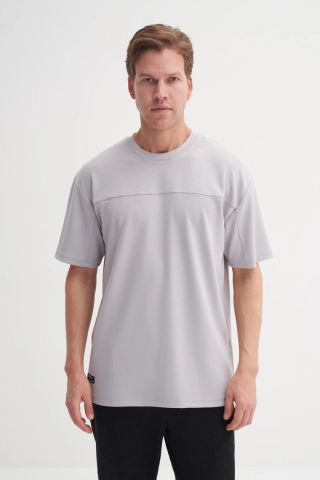 CAZ 4007 Relax Fit Bisiklet Yaka Erkek  T-Shirt A.Gri