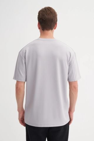 CAZ 4007 Relax Fit Bisiklet Yaka Erkek  T-Shirt A.Gri