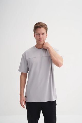 CAZ 4007 Relax Fit Bisiklet Yaka Erkek  T-Shirt A.Gri