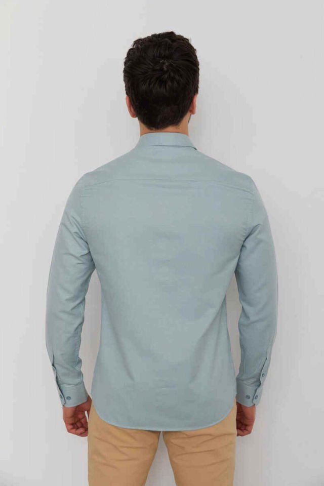 CAZ 2059 Erkek Düz Renk Oxford Gömlek S.Blue