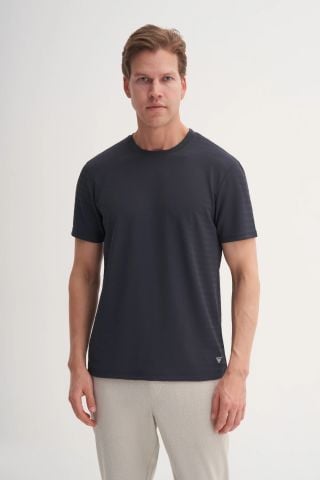CAZ 4047 Bisiklet Yaka Kendinden Desdenli Erkek Micro T-Shirt Antrasit