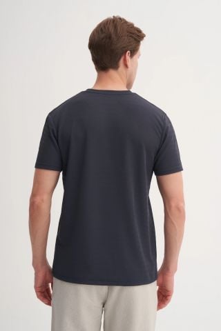 CAZ 4047 Bisiklet Yaka Kendinden Desdenli Erkek Micro T-Shirt Antrasit