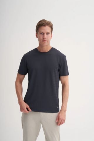 CAZ 4047 Bisiklet Yaka Kendinden Desdenli Erkek Micro T-Shirt Antrasit